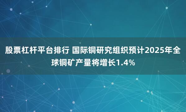股票杠杆平台排行 国际铜研究组织预计2025年全球铜矿产量将增长1.4%